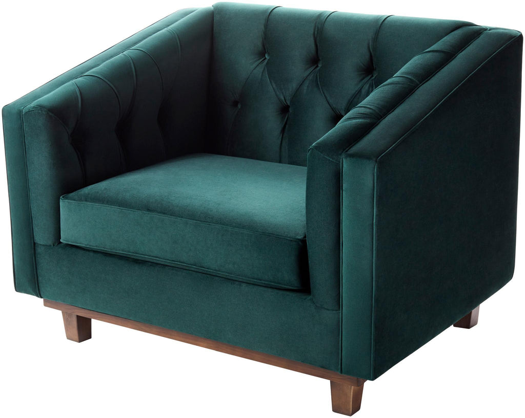 Surya Cheviot CVO-002 Emerald Wood 31"H x 45"W x 37"D Accent Chair