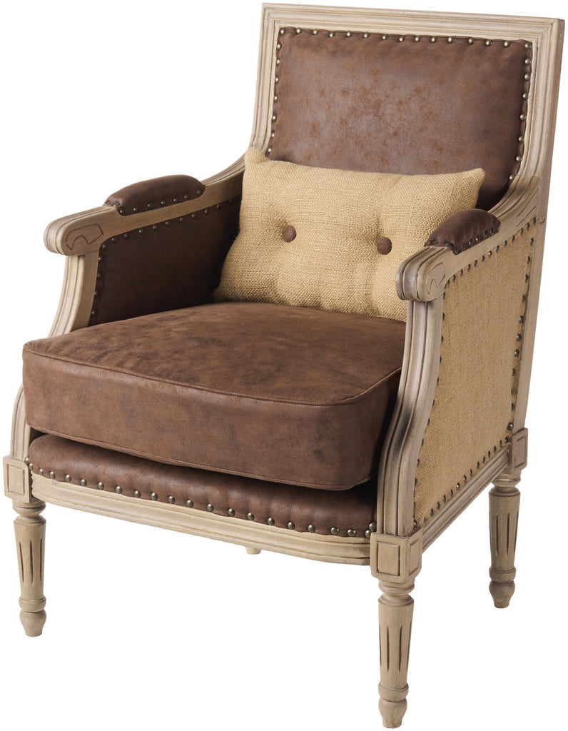 Surya Lichfield LCF-001 Brown Wood 34"H x 26"W x 22"D Accent Chair