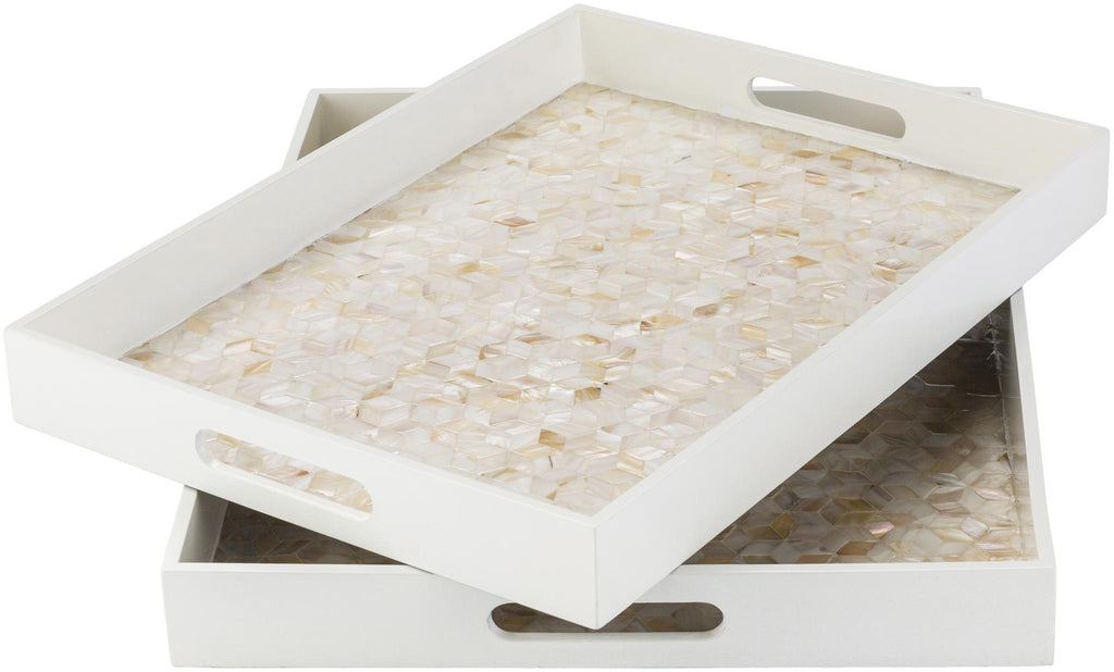 Surya Alessandra ALS-002 Beige Butter 2"H x 20"W x 15"D, 2"H x 18"W x 13"D Decorative Accent