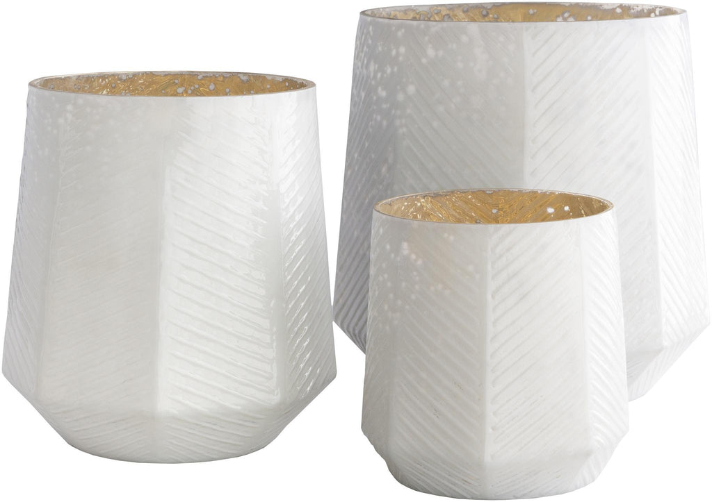 Surya Pearl PEL-001 White 12"H x 11"W x 11"D, 10"H x 9"W x 9"D, 8"H x 7"W x 7"D Decorative Accent