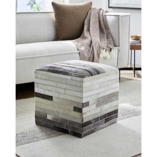 Surya Appalachian POUF-243 Brown Ivory 18"H x 18"W x 18"D Furniture