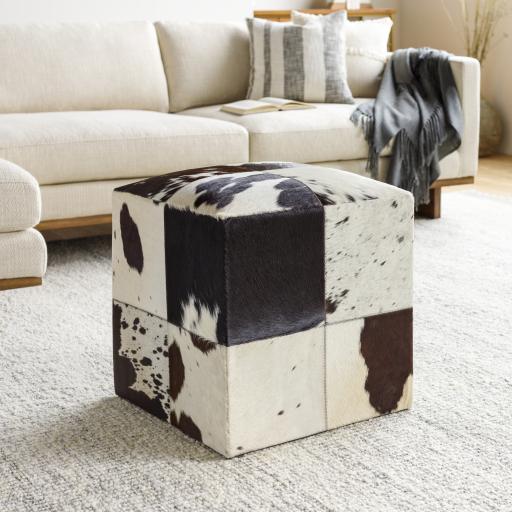 Surya Appalachian POUF-56 Beige Black 18"H x 18"W x 18"D Furniture