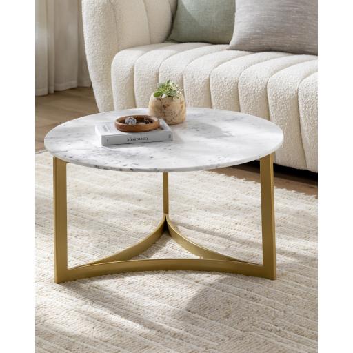 Surya Lismore LIS-001 Gold White 17"H x 32"W x 32"D Furniture