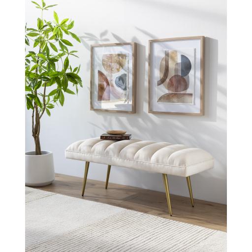 Surya Roxeanne RON-008 Cream Gold 18"H x 48"W x 16"D Furniture