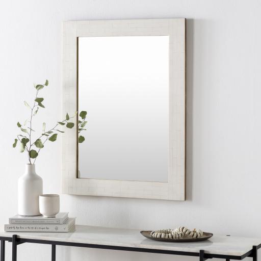 Surya Bastet BSE-001 White 32"H x 24"W x 1"D Mirror