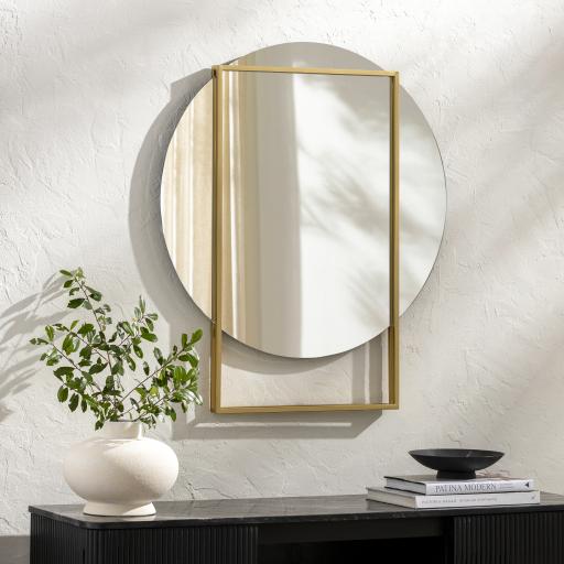 Surya Benedict BND-001 Gold 25"H x 20"W x 1"D Mirror