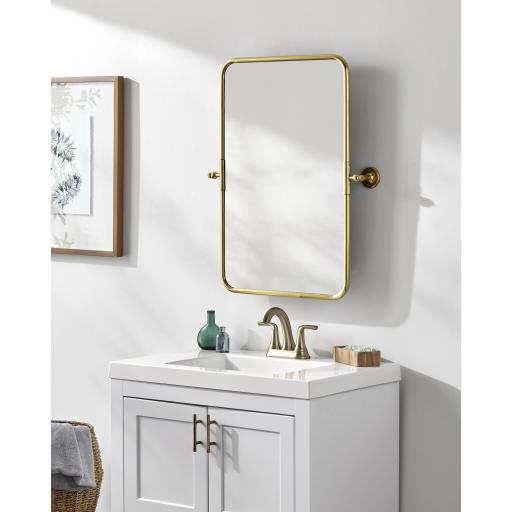 Surya Burnish BUN-002 Gold 30"H x 25"W x 4"D Mirror