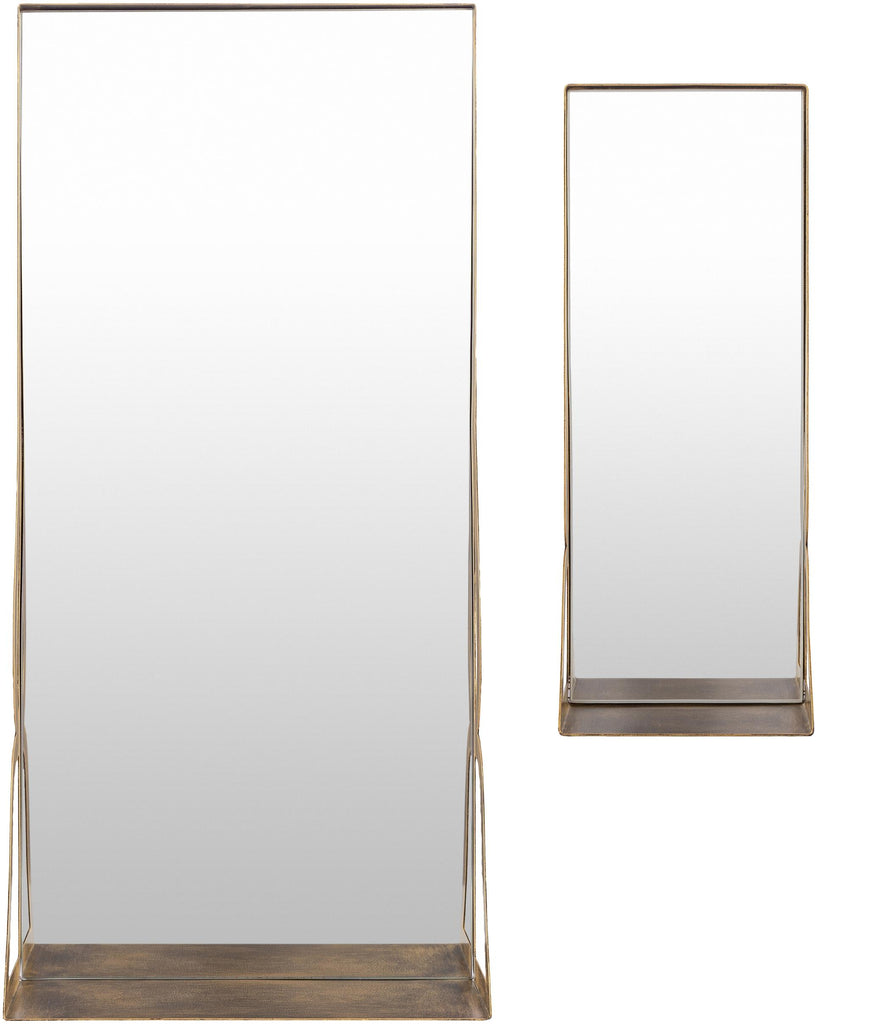 Surya Cabriole CBL-001 Gold 30"H x 14"W x 5"D, 18"H x 7"W x 5"D Mirror