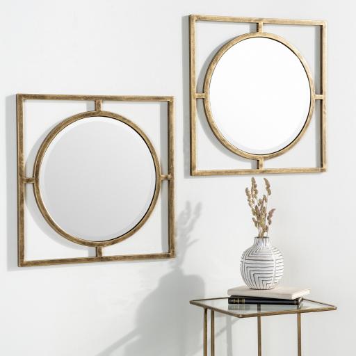 Surya Frances FCS-001 Gold 18"H x 18"W x 1.2"D, 18"H x 18"W x 1.2"D Mirror