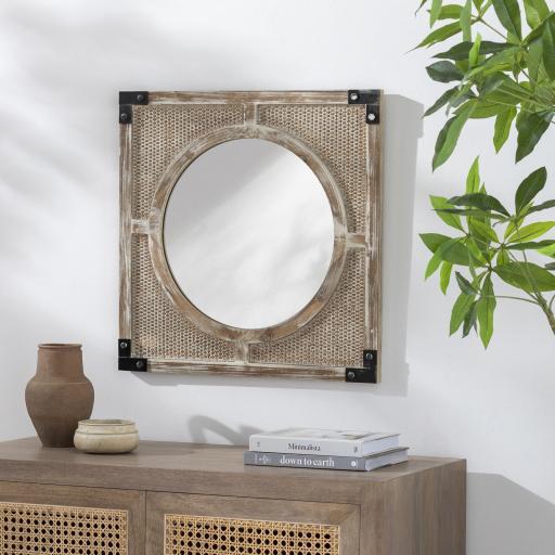 Surya Georgia GGA-001 Wood 24"H x 24"W x 1"D Mirror