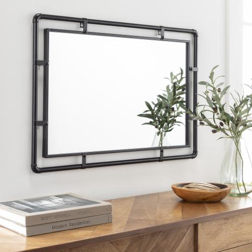 Surya Indus IDS-001 Black 35"H x 24"W x 1"D Mirror