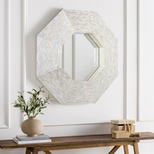 Surya Iridescent ISC-012 Ivory 32"H x 32"W x 4"D Mirror