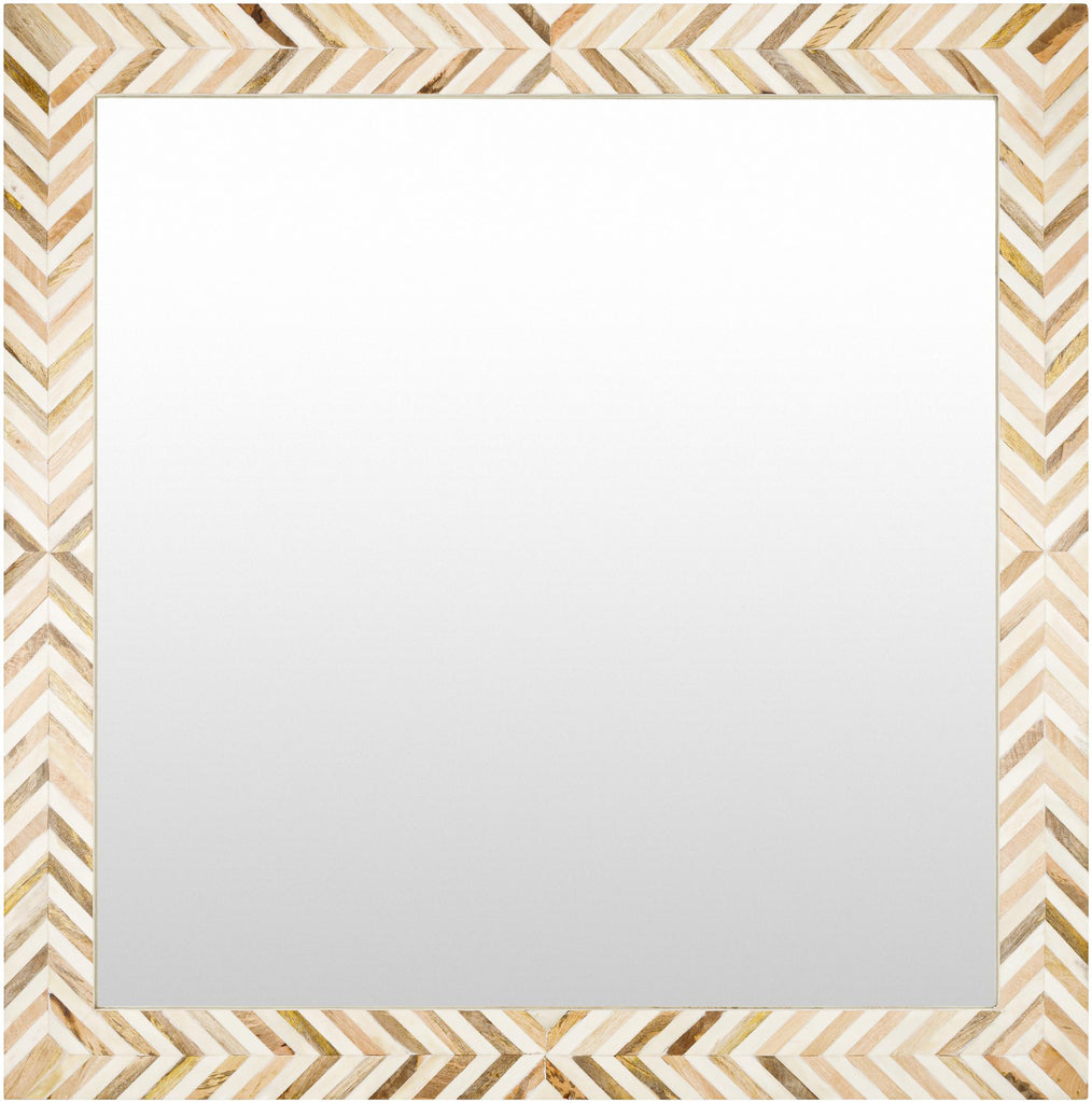 Surya Kathryn KAH-003 Brown White 24"H x 24"W Mirror