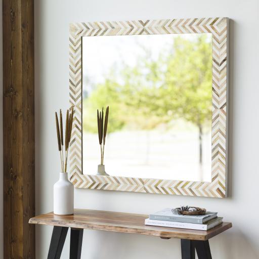 Surya Kathryn KAH-003 Brown White 24"H x 24"W Mirror