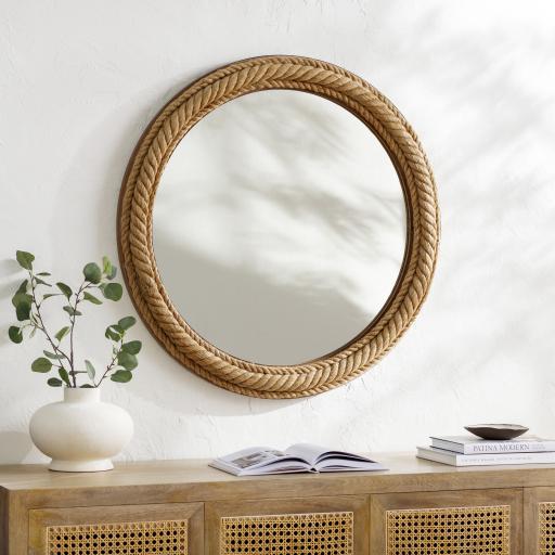 Surya Magdalen MGL-002 Brown 36"H x 36"W x 3"D Mirror