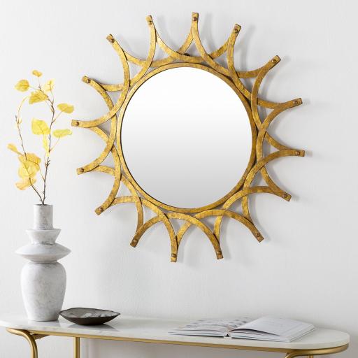 Surya Mestia MES-001 Gold 30"H x 30"W x 1"D Mirror