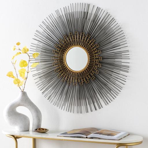 Surya Pristina PIT-001 Metallic - Gold Metallic - Silver 33"H x 33"W x 1"D Mirror