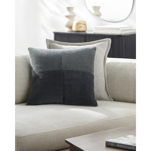 Surya Corduroy Quarters CDQ-002 Charcoal 18"H x 18"W Pillow Cover