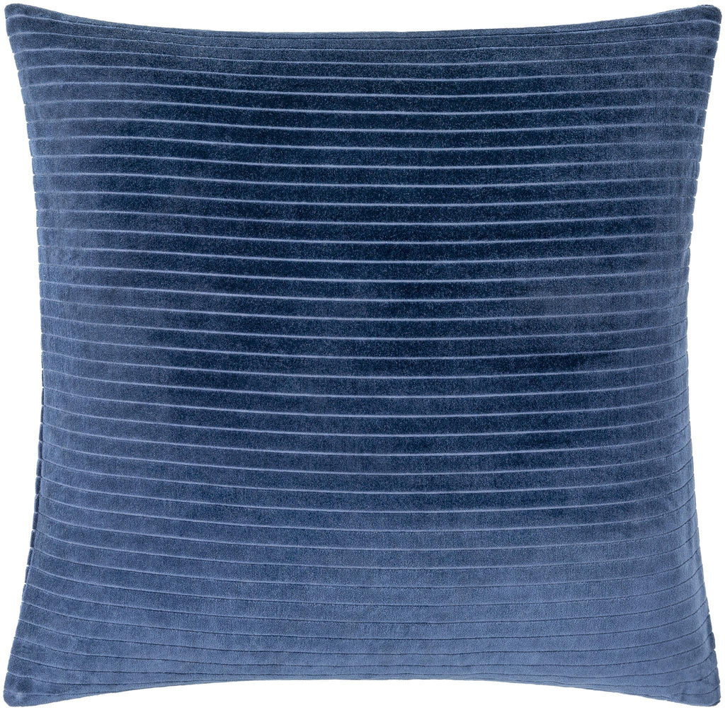 Surya Cotton Velvet Stripes CV-084 Navy 18"H x 18"W Pillow Cover