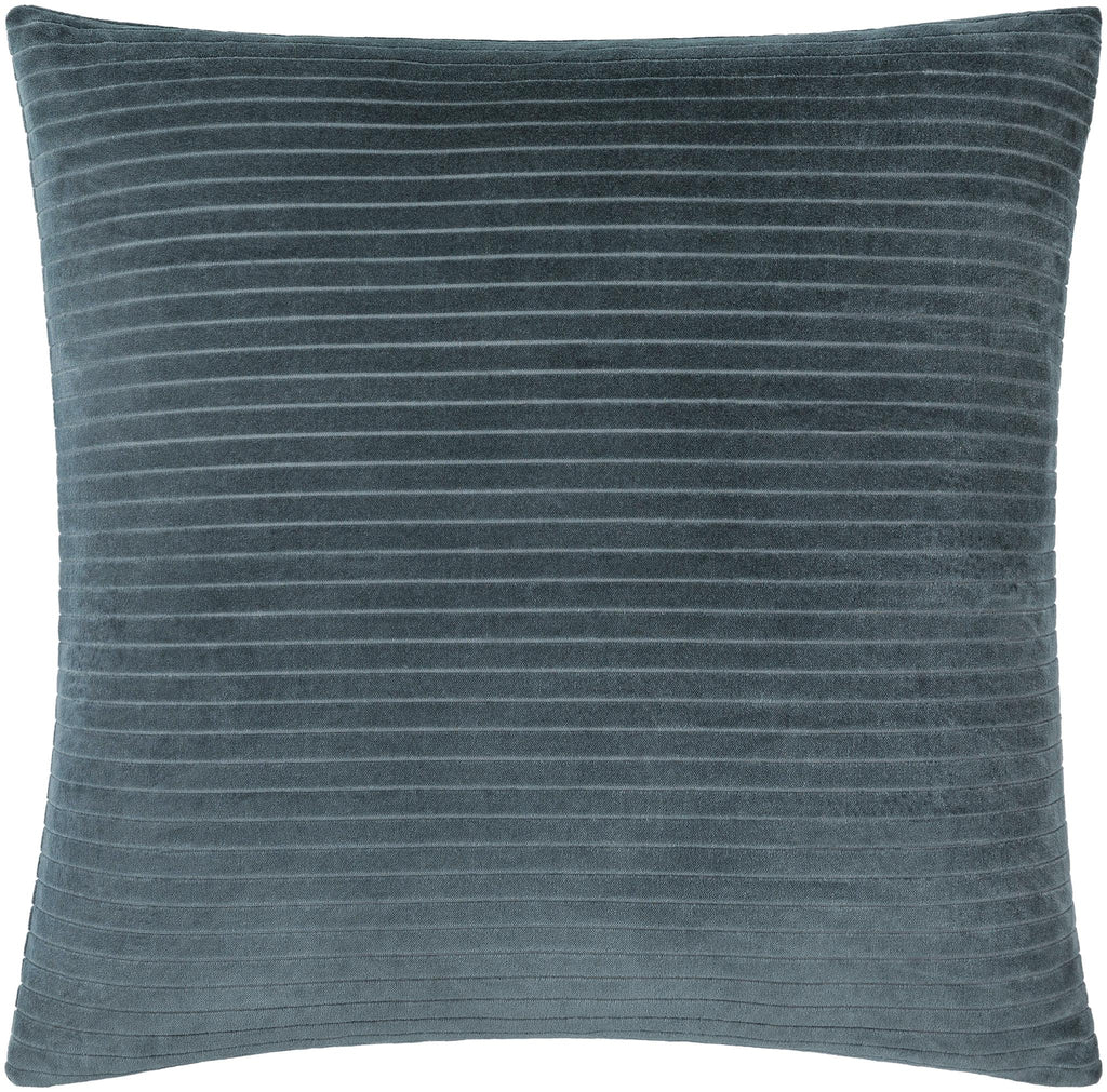 Surya Cotton Velvet Stripes CV-085 Deep Teal 18"H x 18"W Pillow Cover