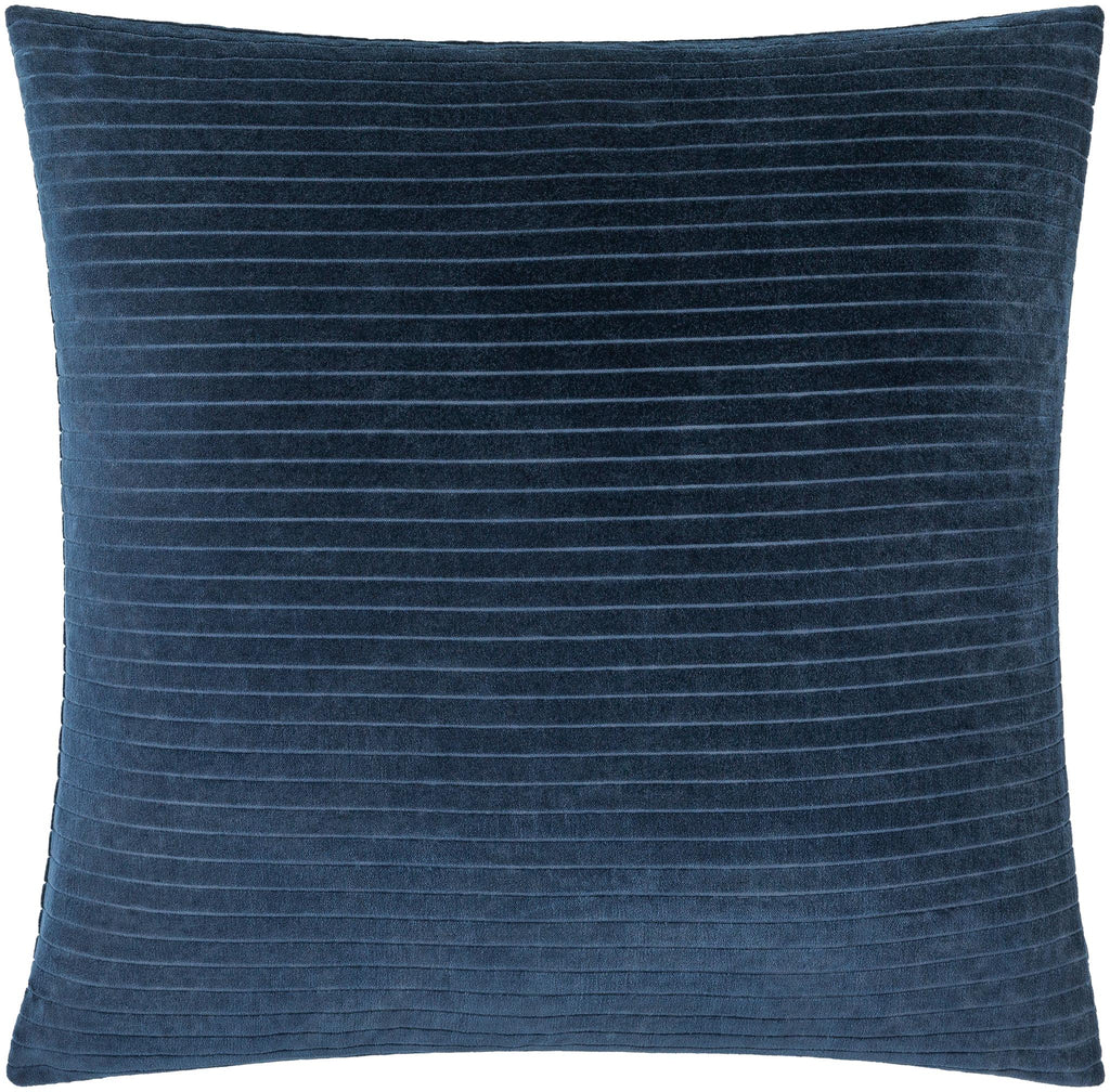 Surya Cotton Velvet Stripes CV-086 Navy 18"H x 18"W Pillow Cover