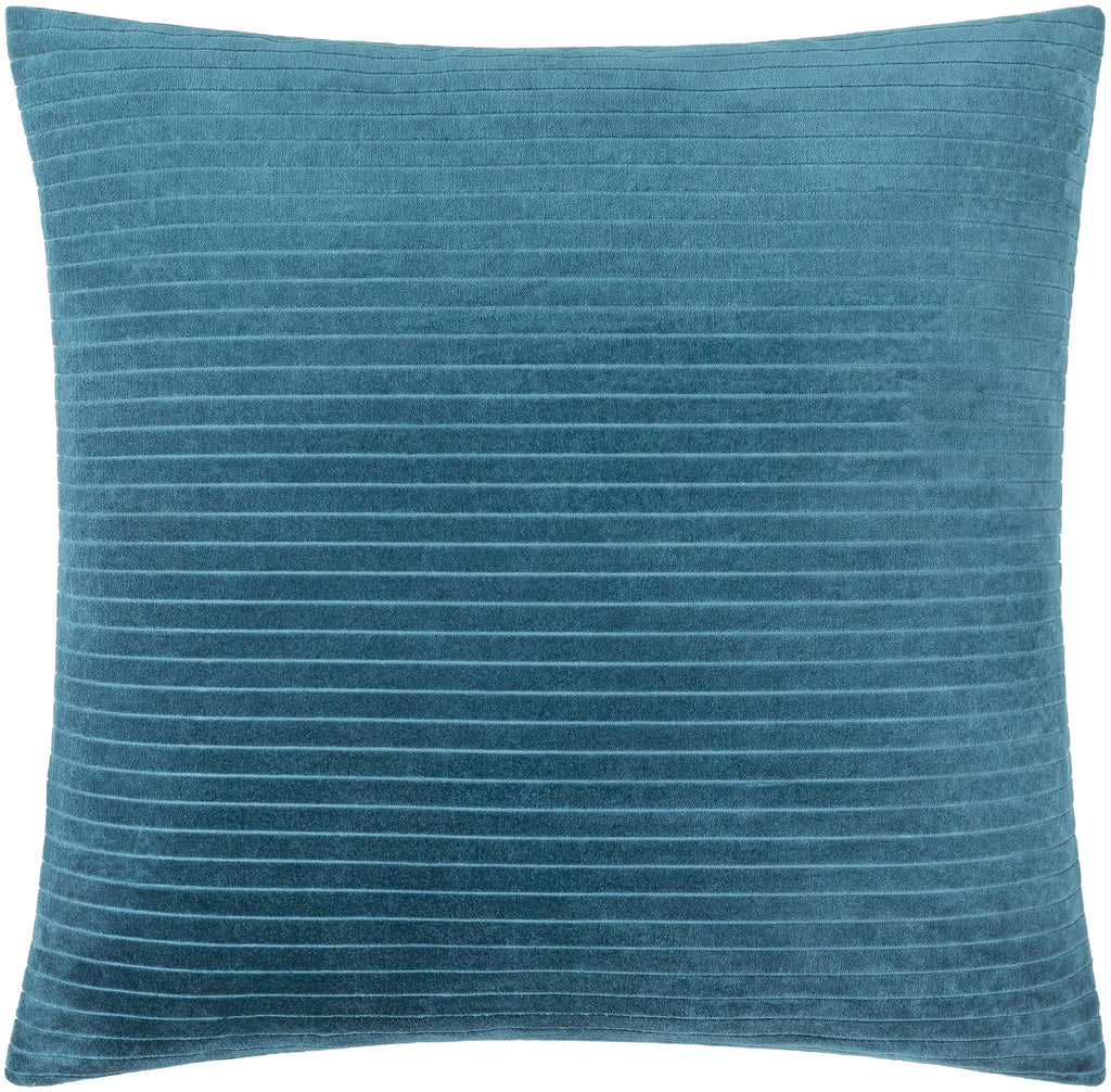 Surya Cotton Velvet Stripes CV-088 Deep Teal 18"H x 18"W Pillow Cover