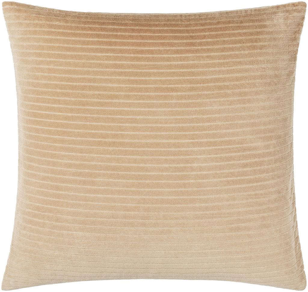 Surya Cotton Velvet Stripes CV-093 Tan 18"H x 18"W Pillow Cover