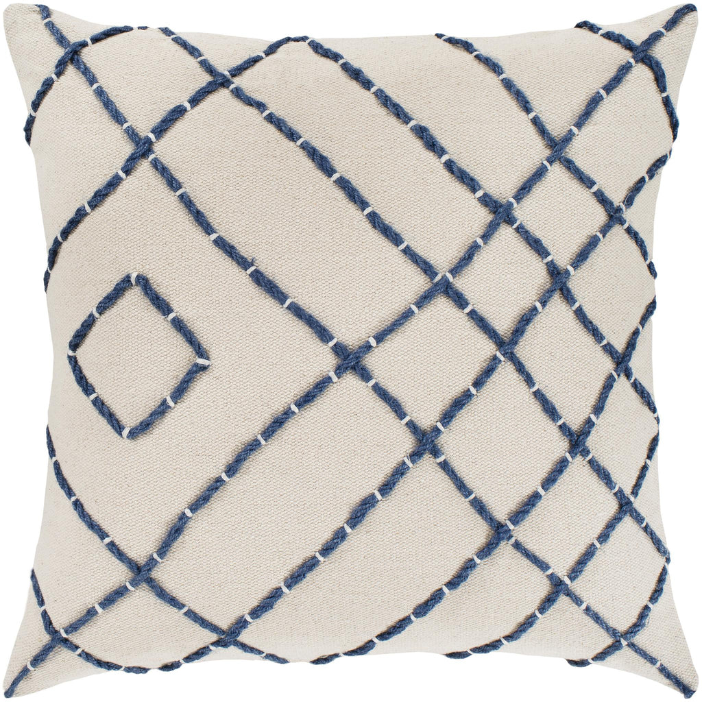 Surya Emilio EML-001 Light Beige Navy 20"H x 20"W Pillow Cover