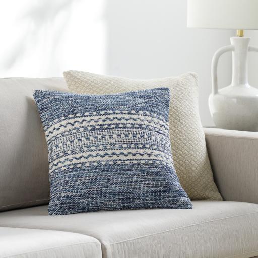 Surya Ethan EHN-001 Blue Light Beige 18"H x 18"W Pillow Cover