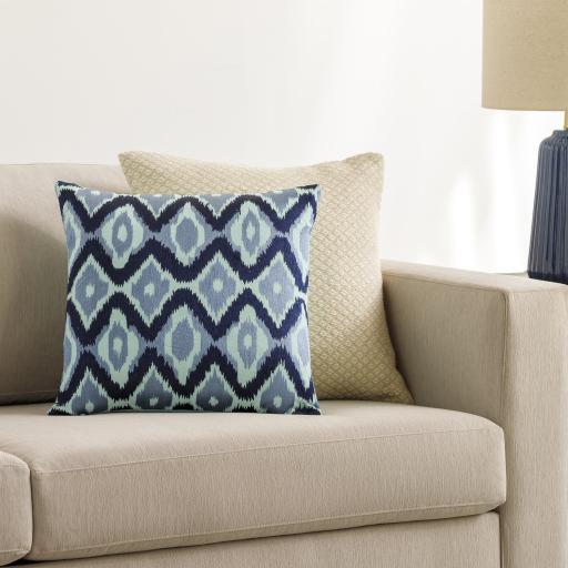 Surya Ikat Luxe IKL-001 Light Blue Navy 18"H x 18"W Pillow Cover