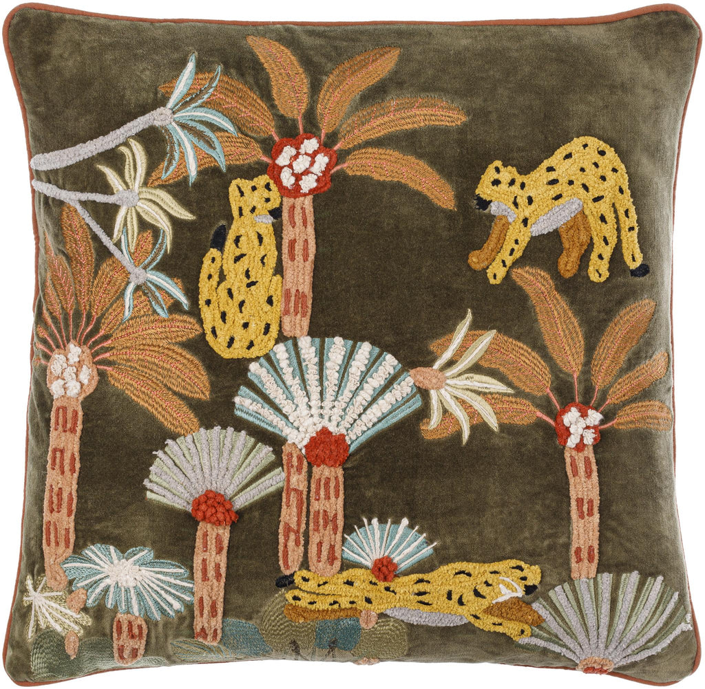 Surya Junglesque JSQ-001 Aqua Camel 13"L x 21"W Pillow Cover