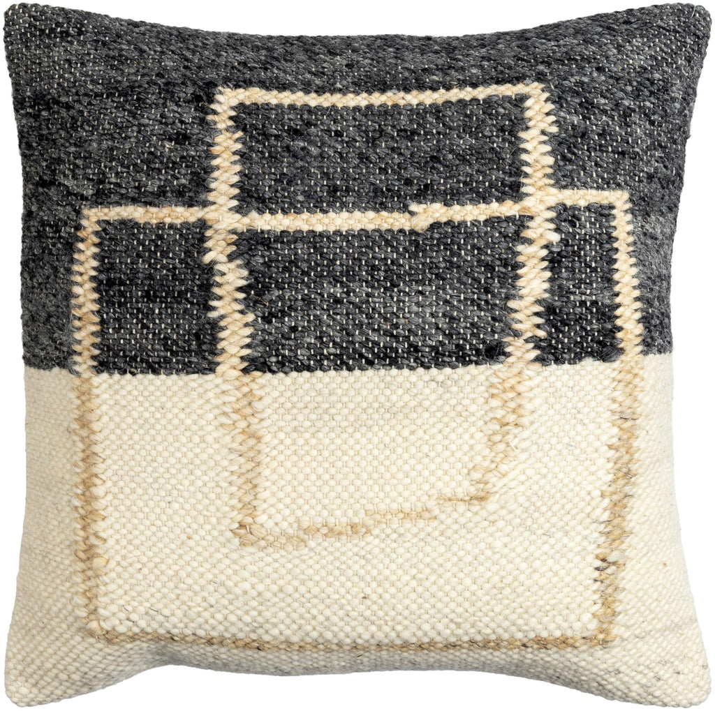 Surya Kambalny KBY-001 Beige Black 18"H x 18"W Pillow Cover