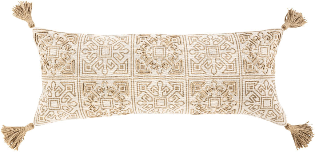 Surya Parisa PAI-002 Beige Cream 12"H x 30"W Pillow Cover