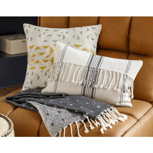 Surya Shannon NON-001 Charcoal Light Beige 18"H x 18"W Pillow Cover