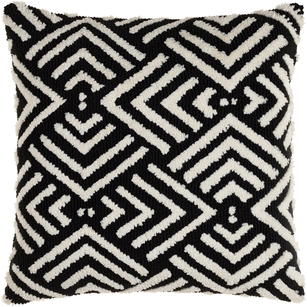 Surya Sheldon SDO-001 Black Ivory 18"H x 18"W Pillow Cover