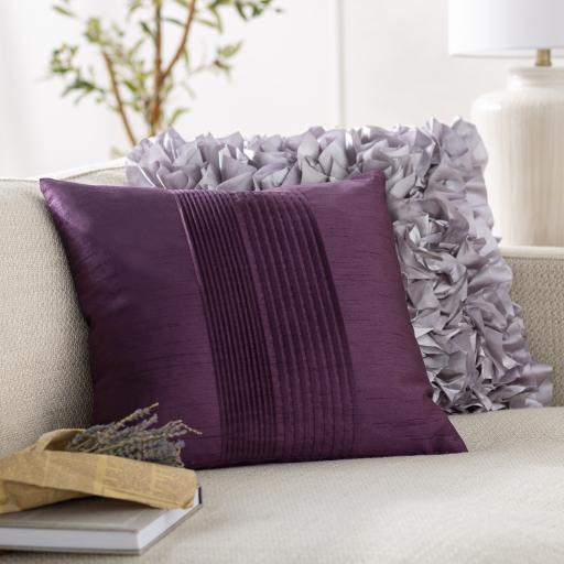 Surya Solid Pleated HH-016 Plum 18"H x 18"W Pillow Cover