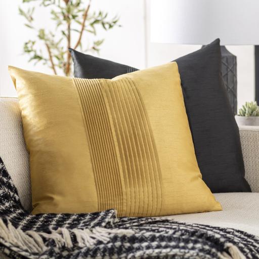 Surya Solid Pleated HH-022 Mustard 18"H x 18"W Pillow Cover