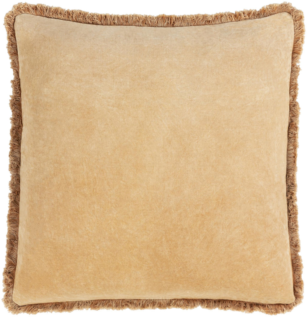 Surya Washed Cotton Velvet WCV-001 Camel 22"H x 22"W Pillow Cover