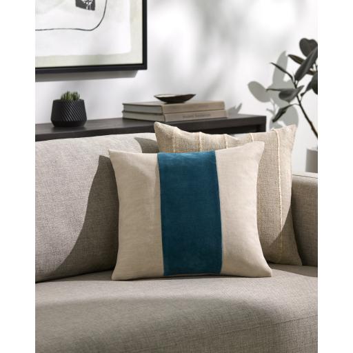 Surya Moza MZA-004 Deep Teal Light Beige 20"H x 20"W Pillow Kit