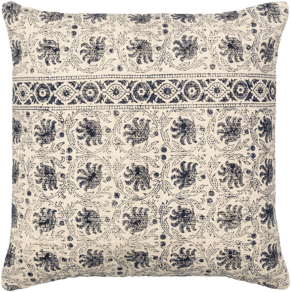 Surya Prisha PSH-002 Light Beige Navy 18"H x 18"W Pillow Kit