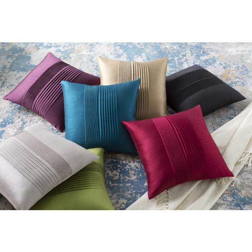 Surya Solid Pleated HH-024 Deep Teal 18"H x 18"W Pillow Kit