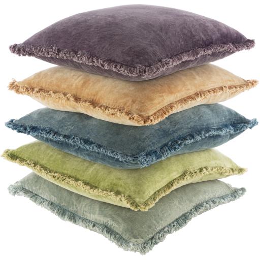 Surya Washed Cotton Velvet WCV-001 Camel 22"H x 22"W Pillow Kit