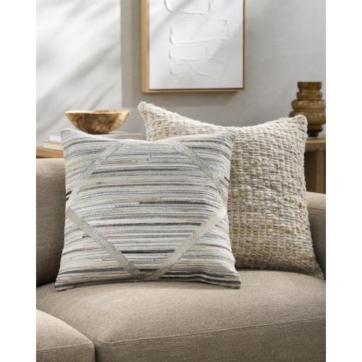 Surya Zander ZND-008 Charcoal Cream 20"H x 20"W Pillow Kit