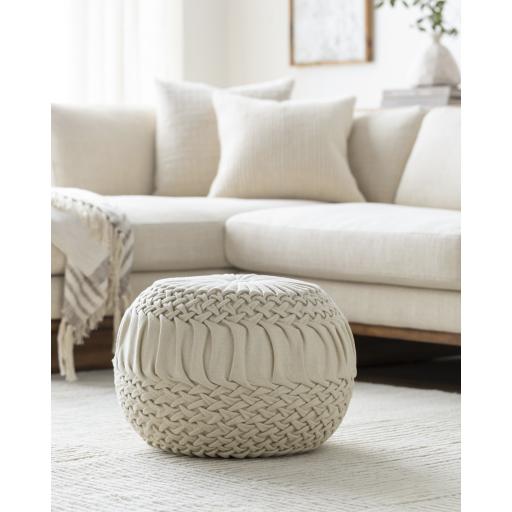 Surya Alana AAPF-001 Cream 14"H x 18"W x 18"D Pouf