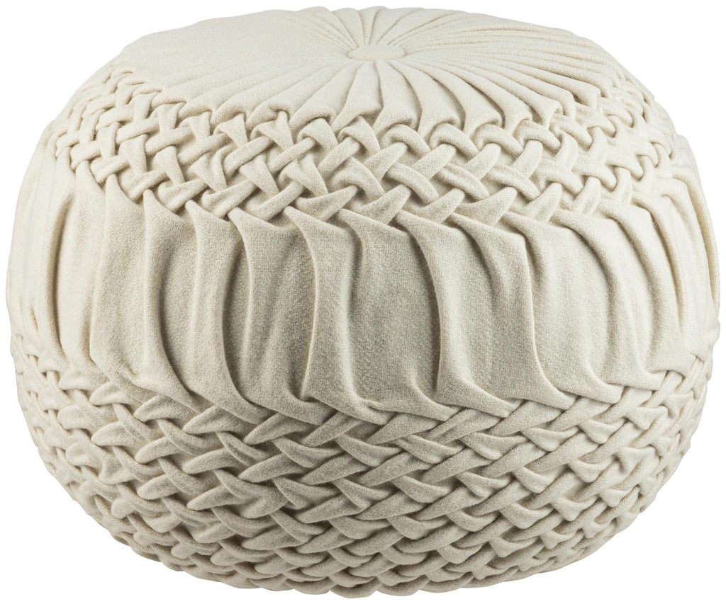 Surya Alana AAPF-001 Cream 14"H x 18"W x 18"D Pouf