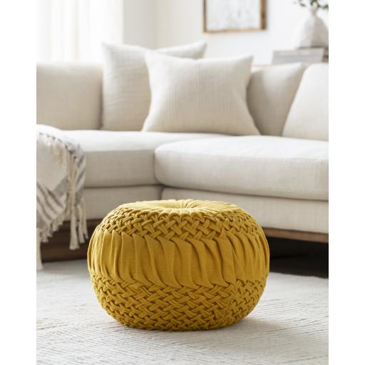 Surya Alana AAPF-005 Mustard 14"H x 18"W x 18"D Pouf