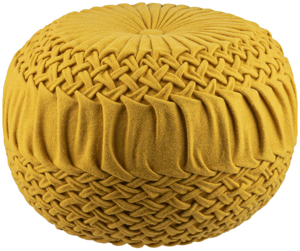 Surya Alana AAPF-005 Mustard 14"H x 18"W x 18"D Pouf