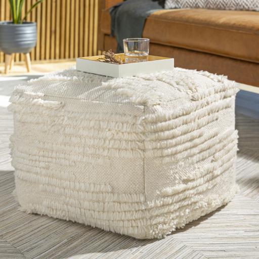 Surya Apache APPF-006 Cream 20"H x 20"W x 14"D Pouf