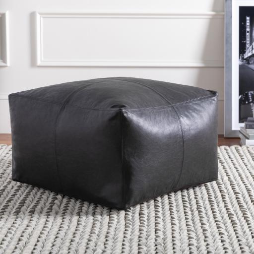 Surya Barrington BIPF-002 Black 13"H x 22"W x 22"D Pouf