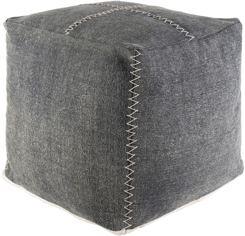 Surya Charlie CRPF-001 Cream Gray 18"H x 18"W x 18"D Pouf